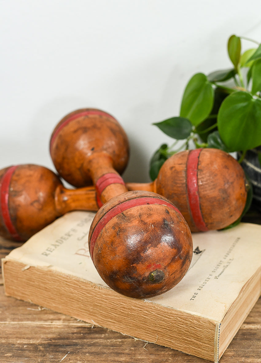 ANTIQUE WOOD DUMBBELLS