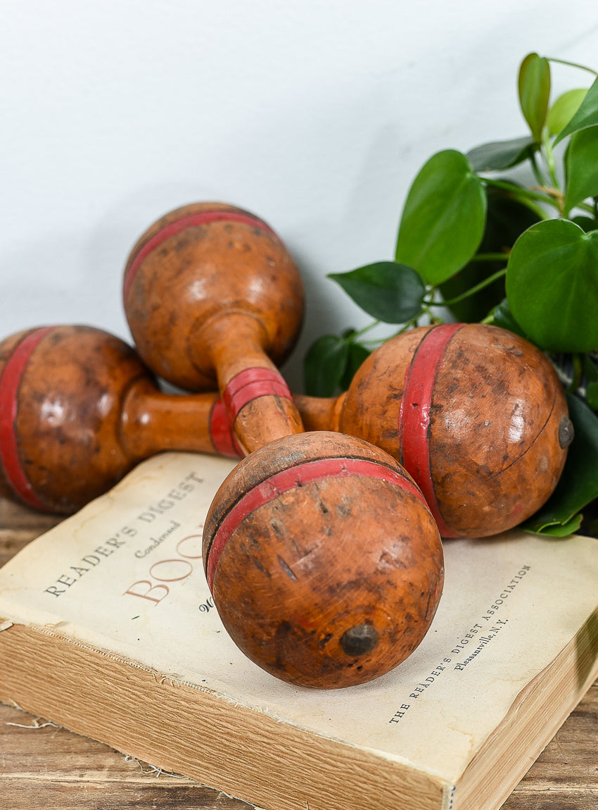 ANTIQUE WOOD DUMBBELLS