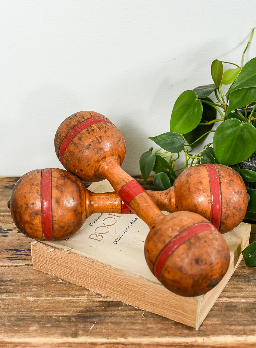ANTIQUE WOOD DUMBBELLS