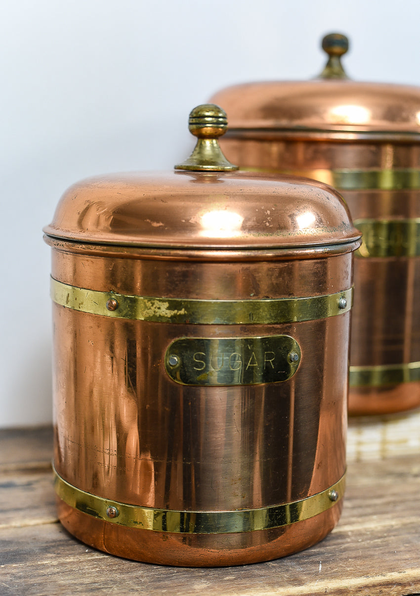 vintage- brass-copper-canister-set