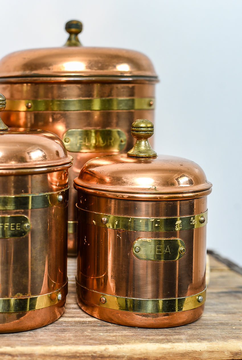 vintage- brass-copper-canister-set