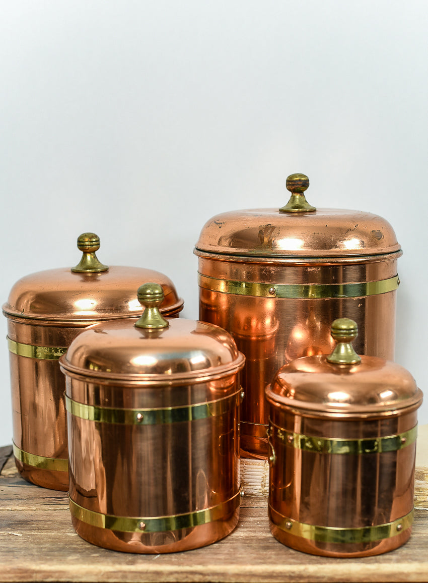 vintage- brass-copper-canister-set