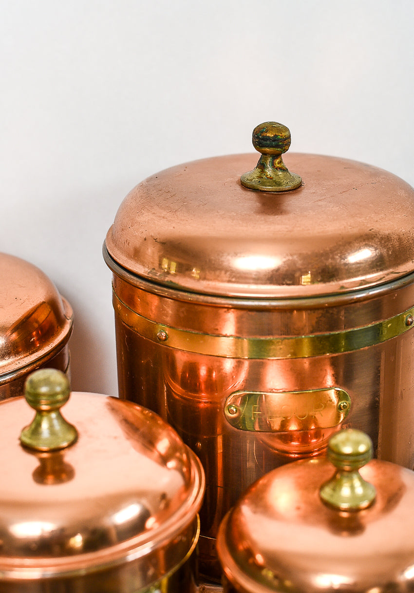 vintage- brass-copper-canister-set