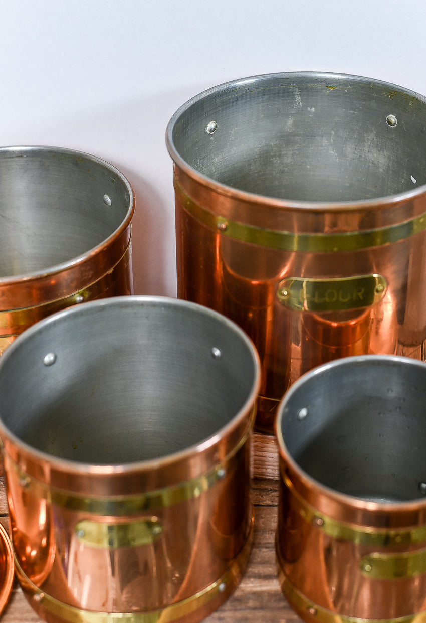vintage- brass-copper-canister-set