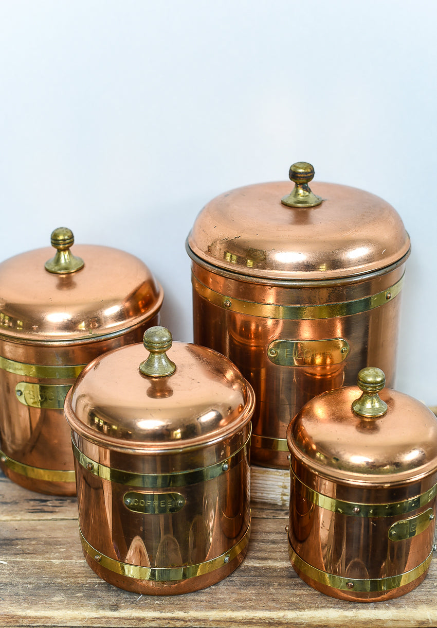 vintage- brass-copper-canister-set