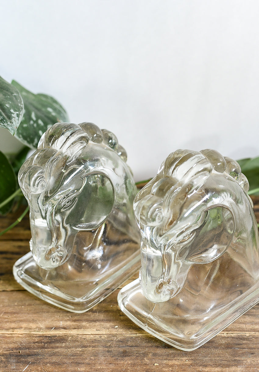 MCM GLASS HORSE BOOKENDS