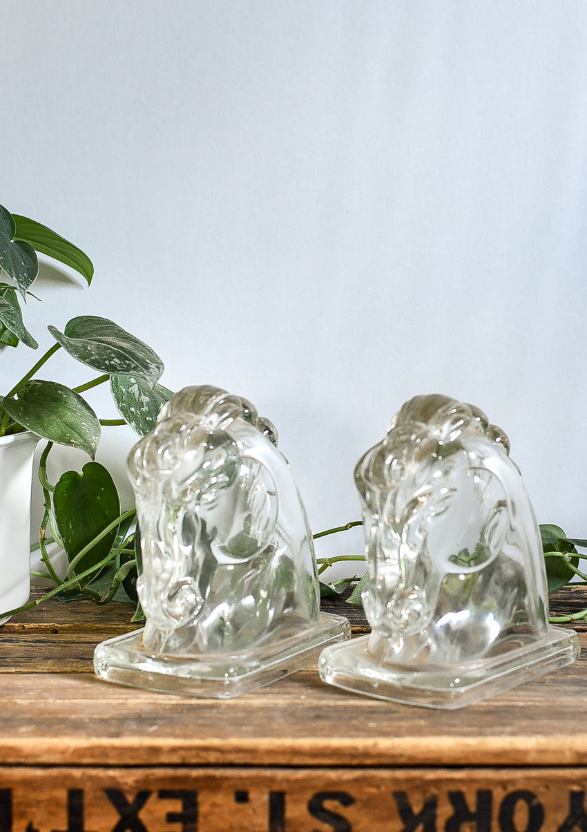 MCM GLASS HORSE BOOKENDS