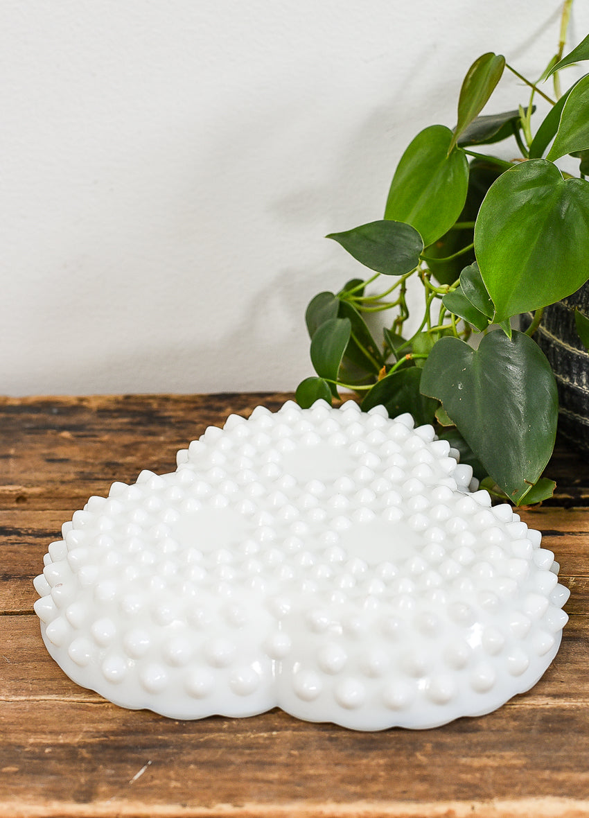 FENTON HOBNAIL MILK GLASS DIVIDED DISH