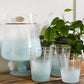 VINTAGE BLENDO TURQOISE OMBRE FROSTED PITCHER/GLASSES