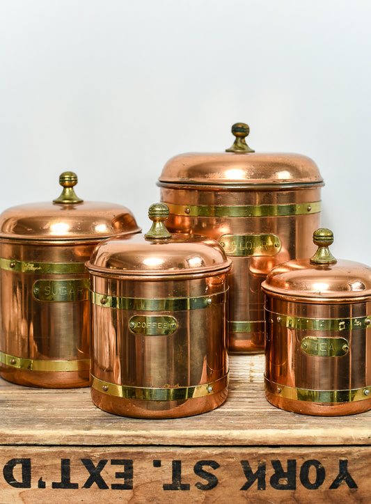 vintage- brass-copper-canister-set