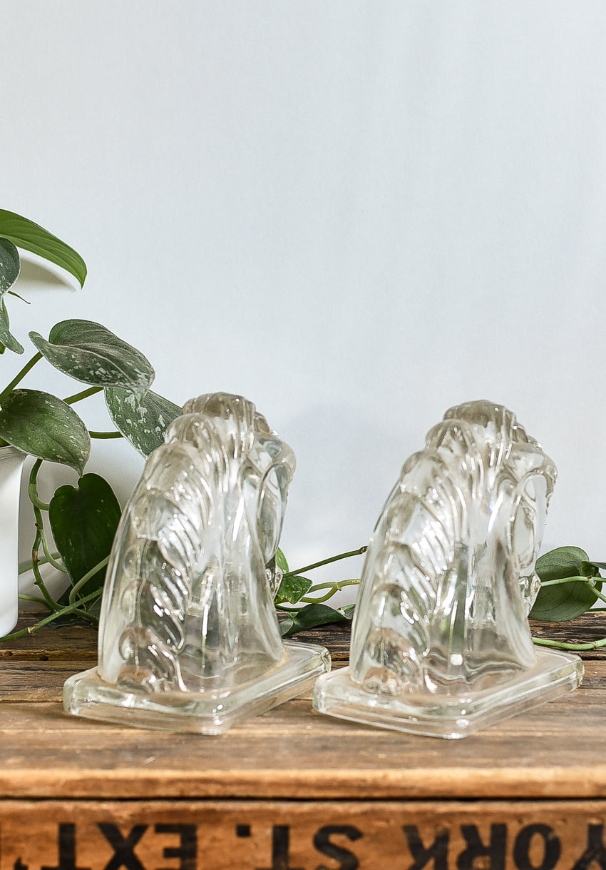 MCM GLASS HORSE BOOKENDS