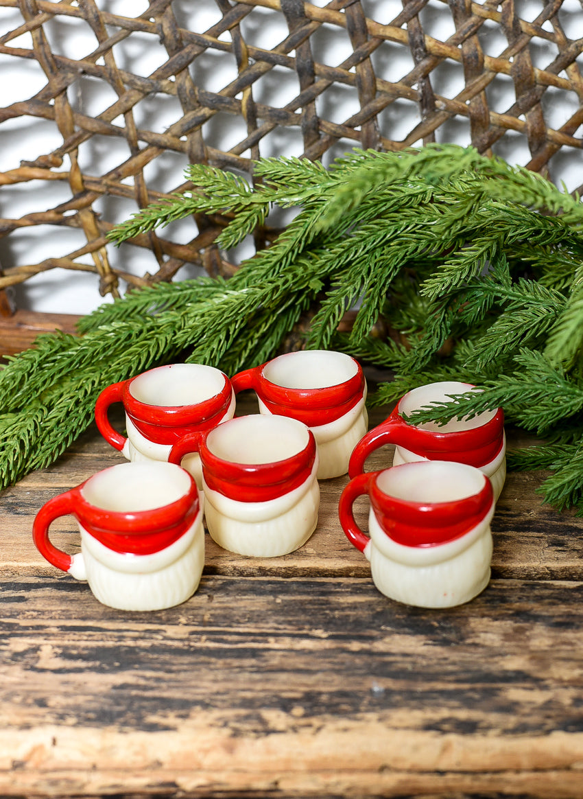 mini vintage santa mugs