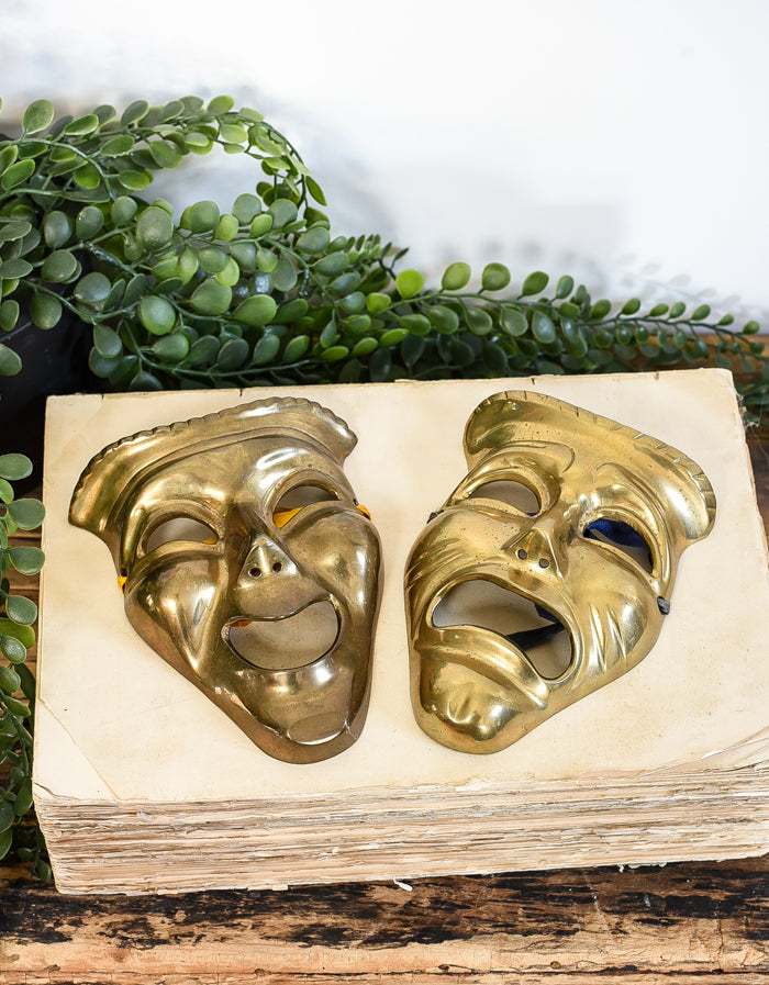 vintage brass drama masks